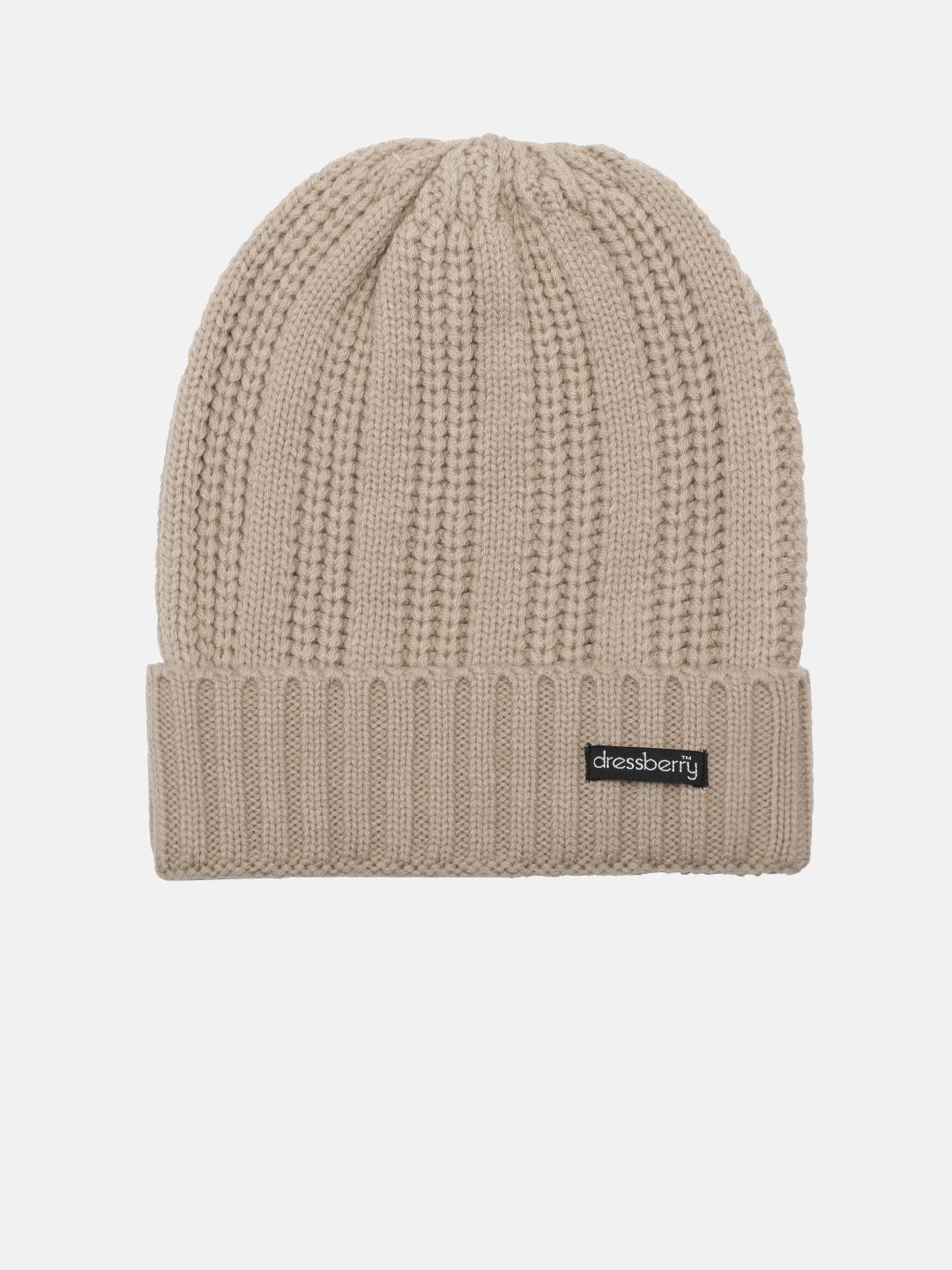 

DressBerry Women Beige Self Design Beanie