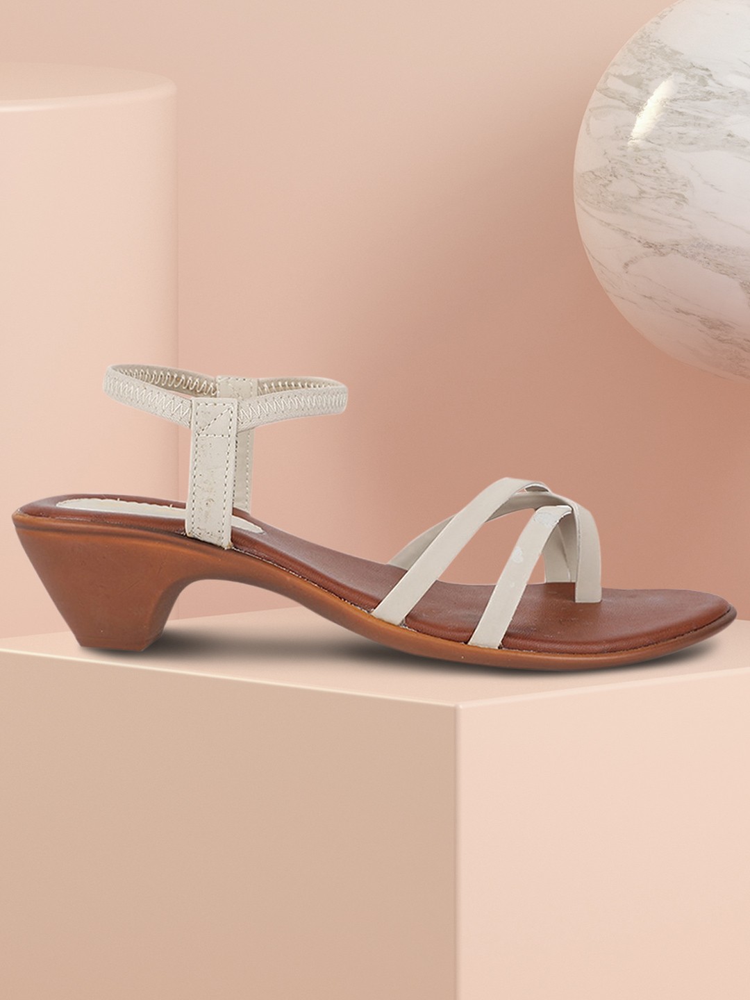 

Bata Women Beige Solid Block Heels
