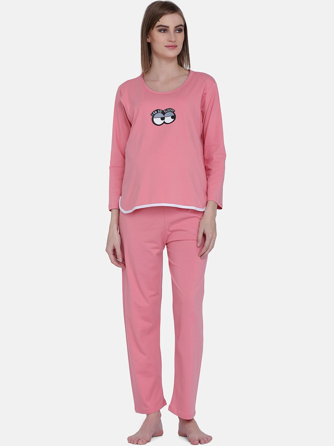 

MAMMA PRESTO Women Pink Printed Maternity Night suit