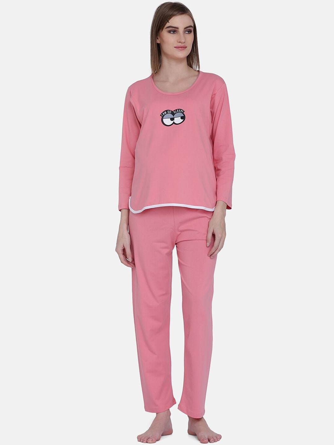 

MAMMA PRESTO Women Pink Printed Maternity Night Suit