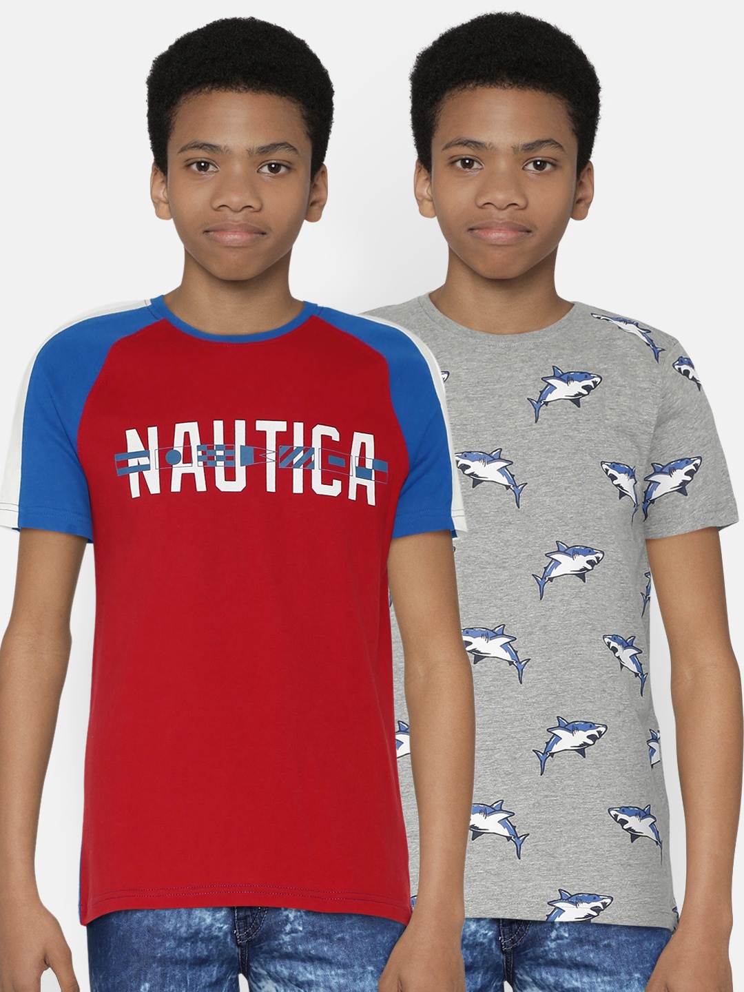 

Nautica Boys Pack of 2 Printed Round Neck T-shirts, Multi