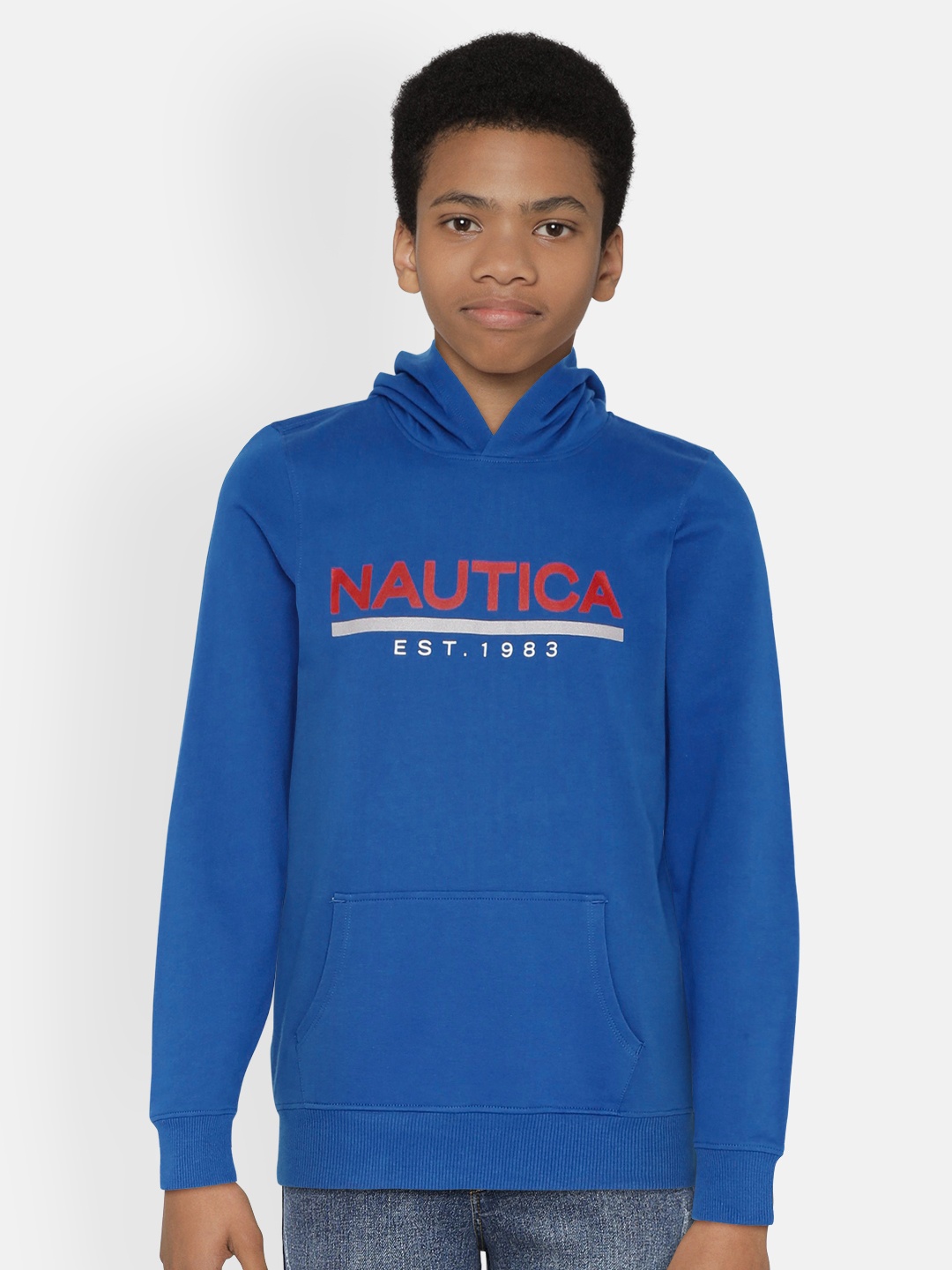 

Nautica Boys Blue Printed Hooded Sweatshirt