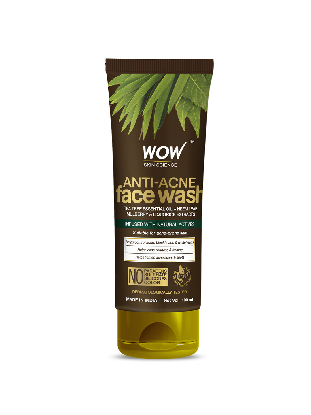 

WOW SKIN SCIENCE Anti Acne Neem & Tea Tree Face Wash - 100 ml, Brown
