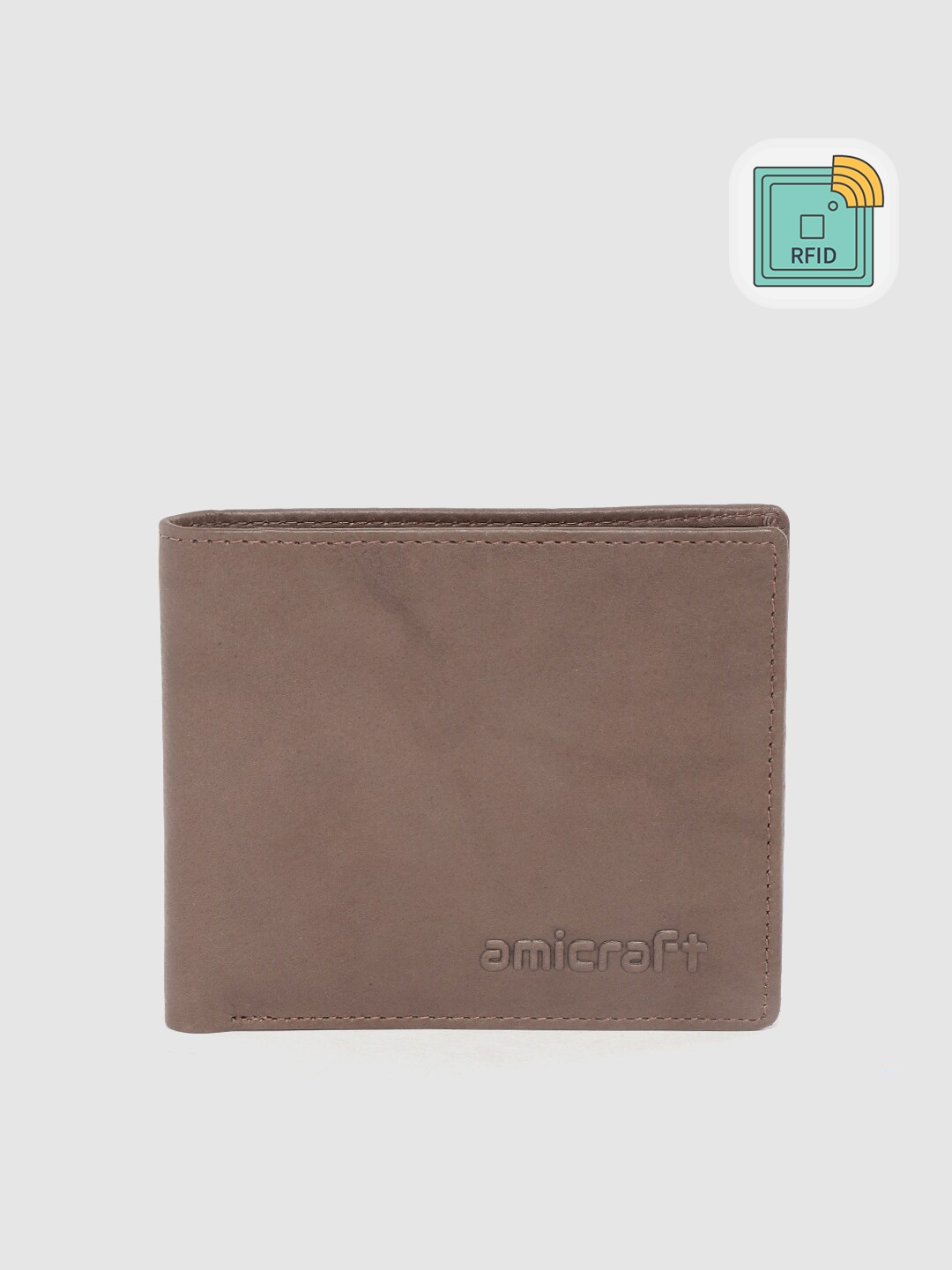 

amicraft Men Brown Leather Solid Two Fold Wallet