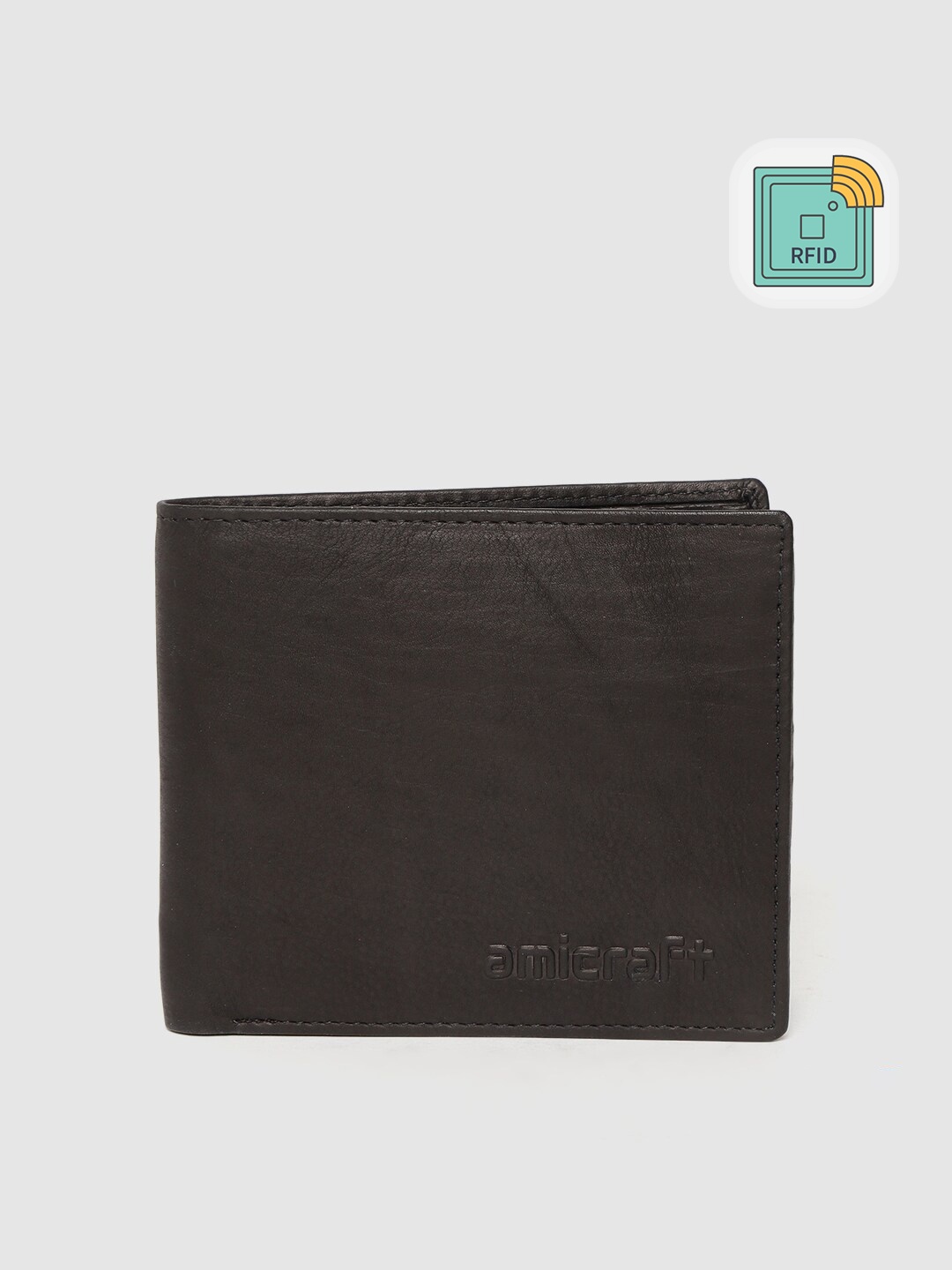 

amicraft Men Black Leather Solid Two Fold Wallet