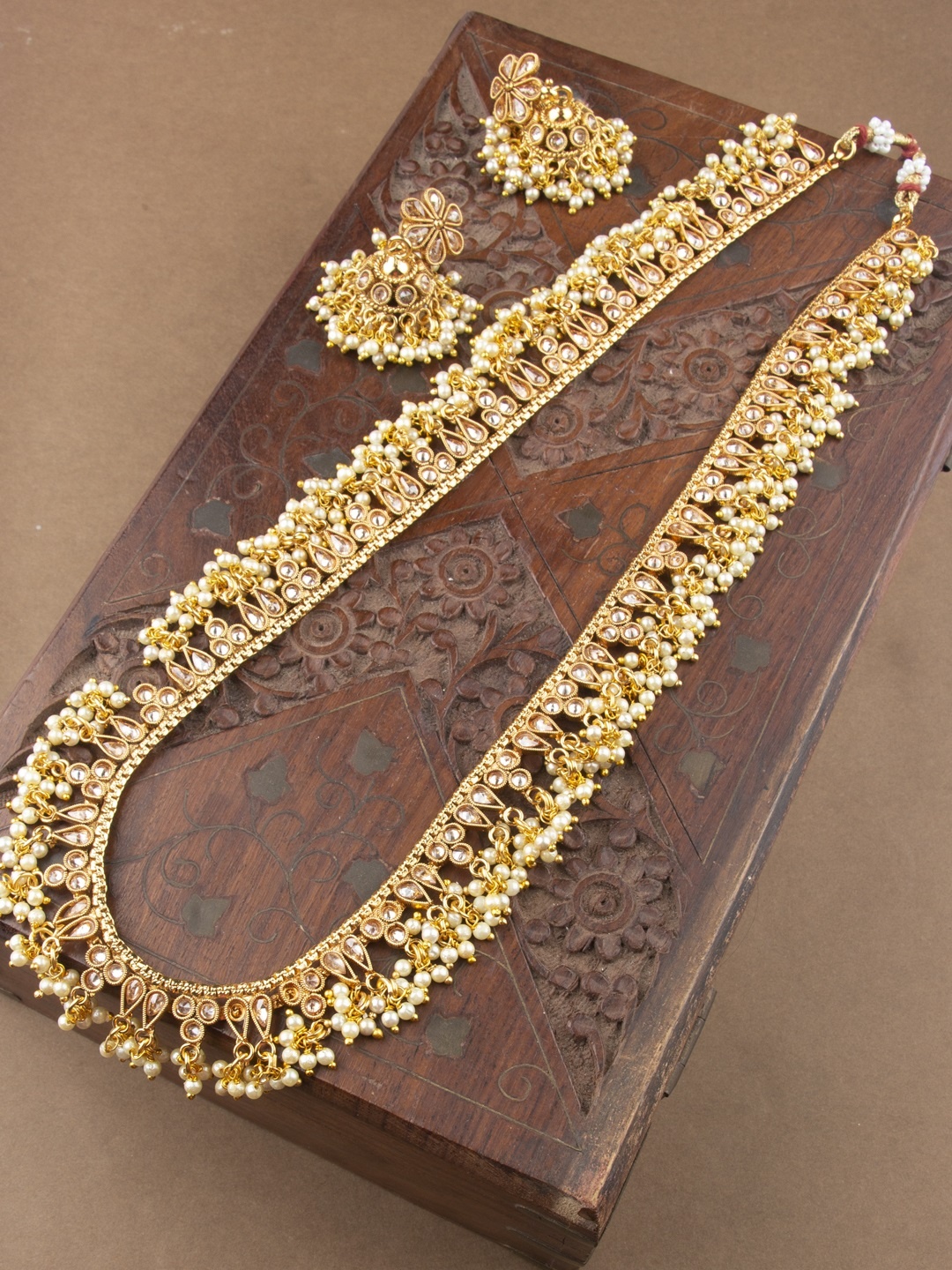 

AccessHer Antique Gold-Plated Handcrafted Pearl Jewellery Set