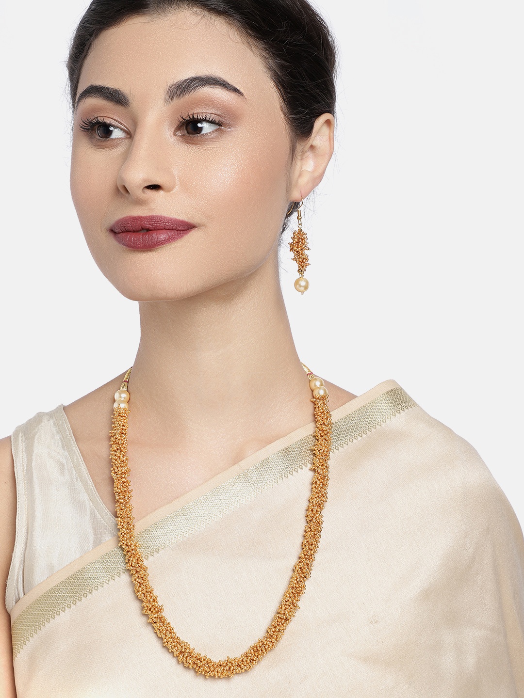 

AccessHer Women Gold-Plated Handcrafted Antique Beaded Jewellery Set