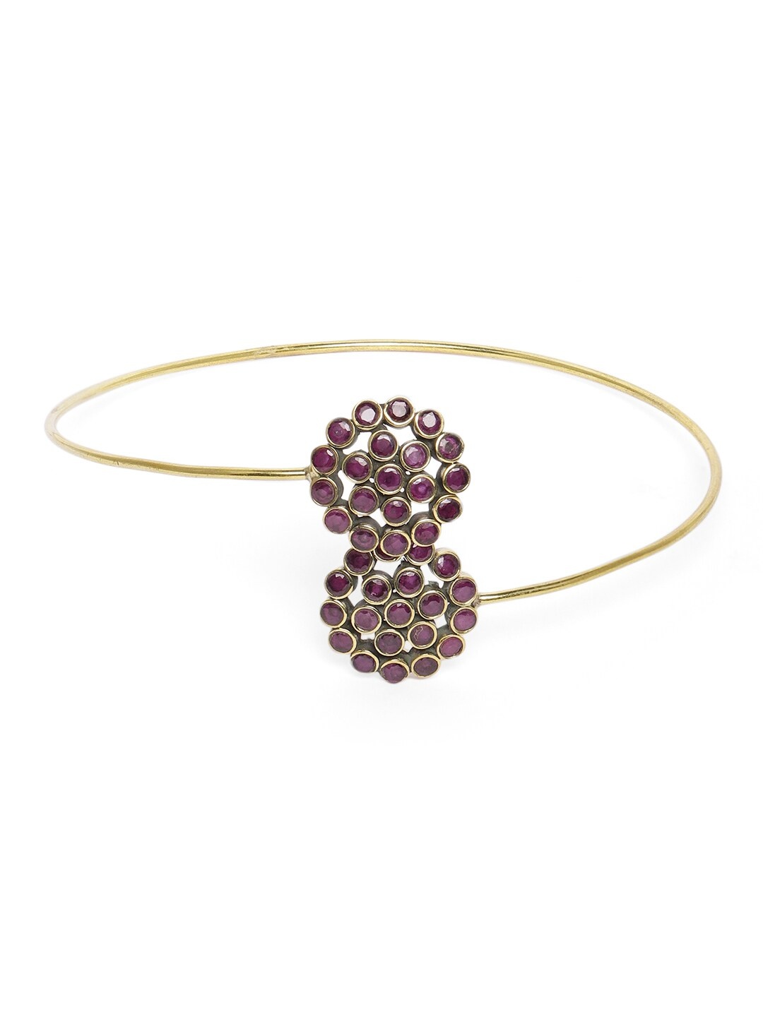 

AccessHer Gold-Plated & Maroon Anitque Jadau Kundan Bracelet