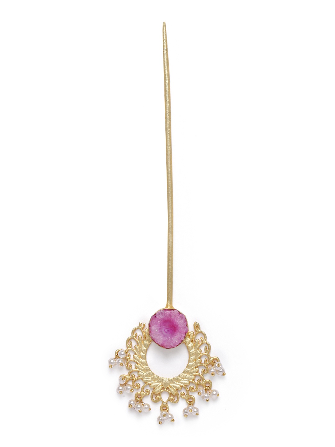 

AccessHer Pink Gold-Plated Studded Handcrafted Bun Stick