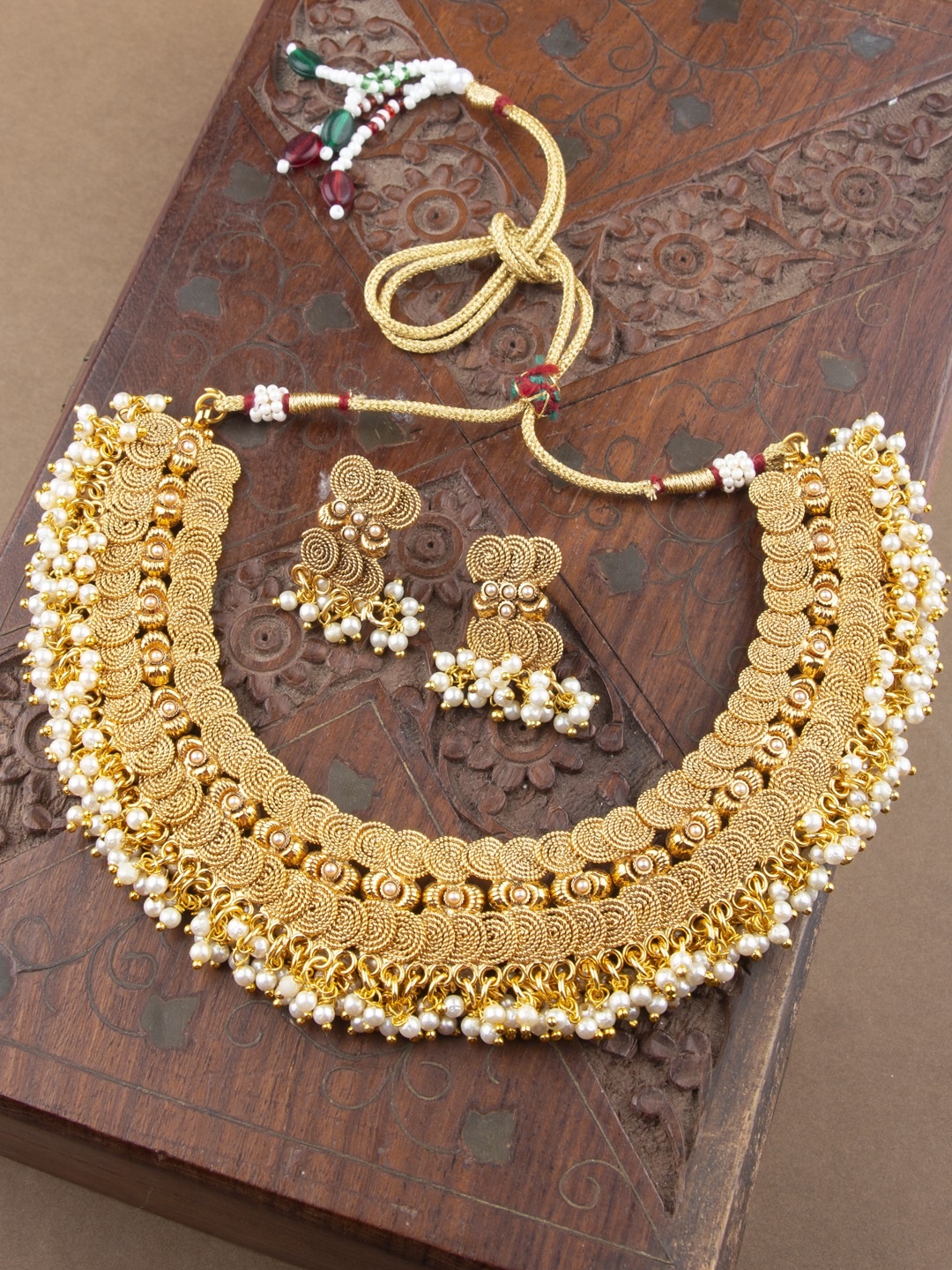 

AccessHer Gold-Plated Handcrafted Antique Necklace & Earring Set