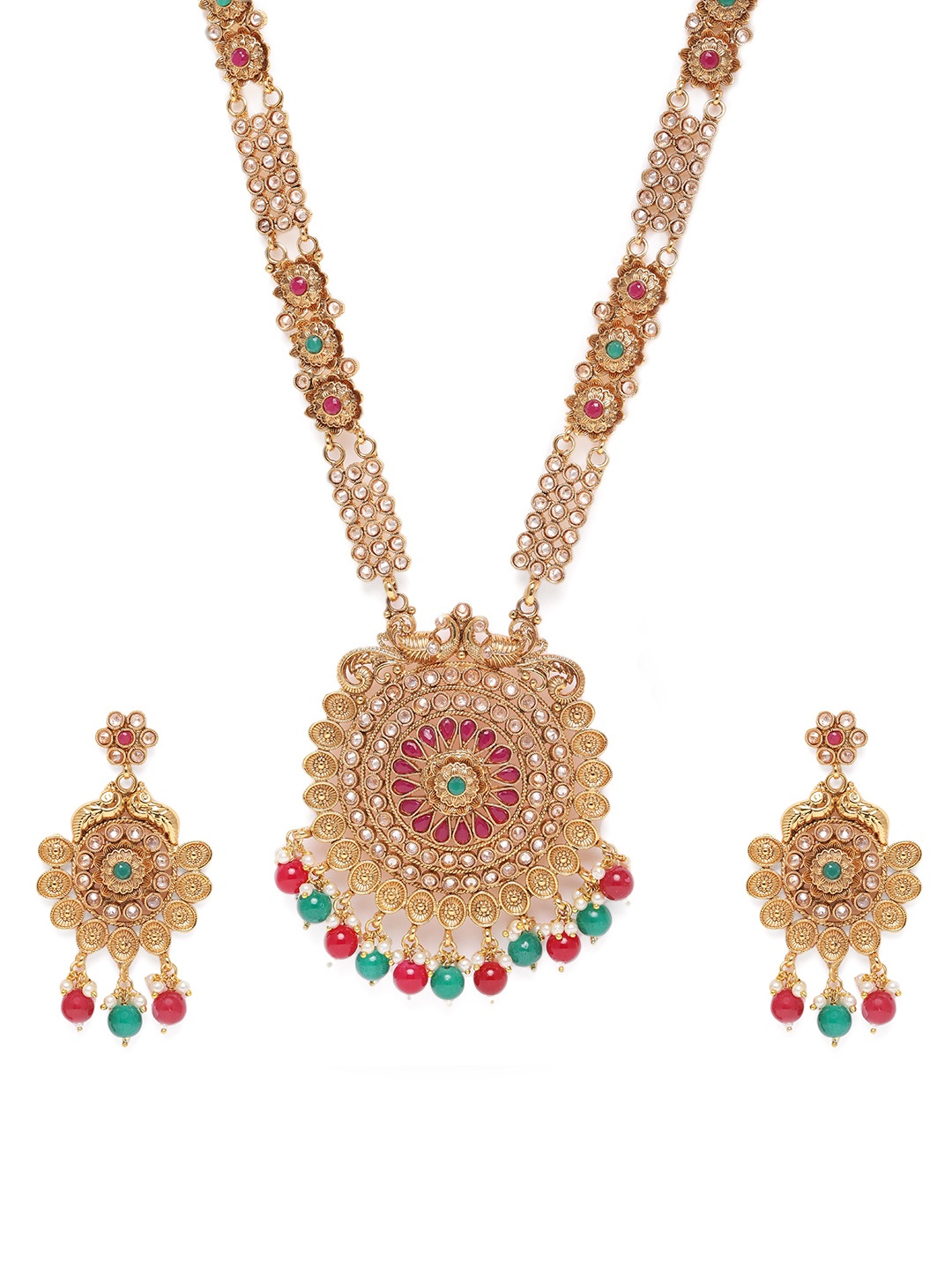 

AccessHer Women Gold-Plated & Red Antique Jewellery Set