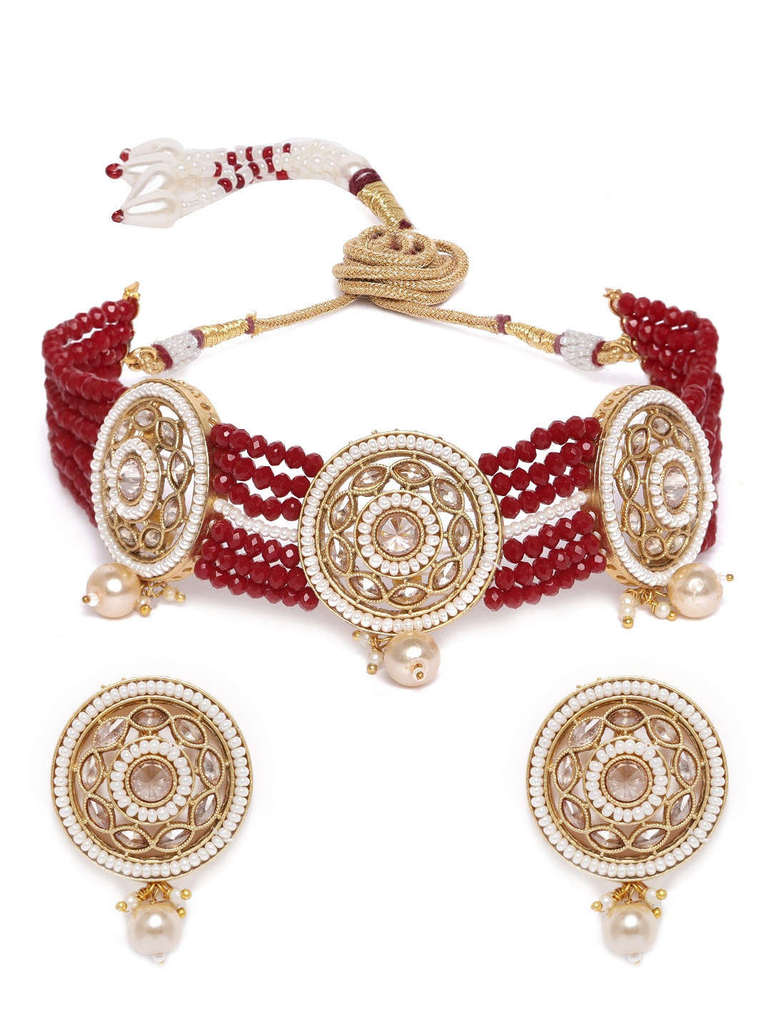 

AccessHer Red Gold-Plated Handcrafted Jewellery Set