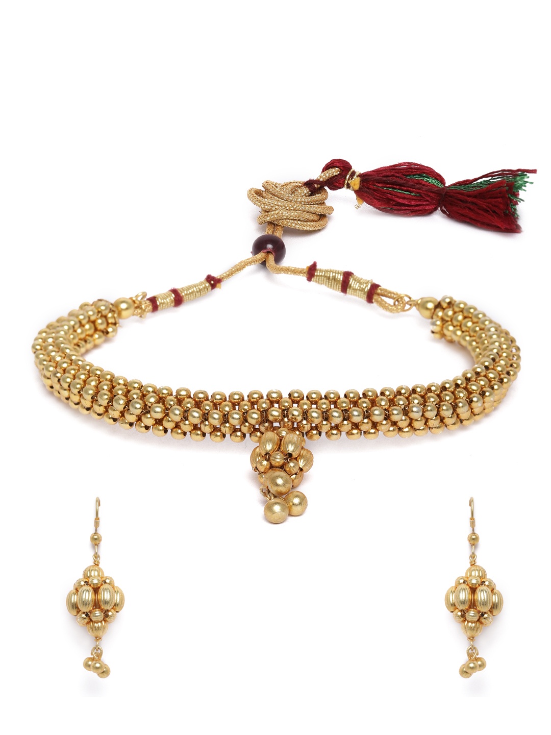 

AccessHer Women Gold-Plated Antique Beaded Choker Jewellery Set