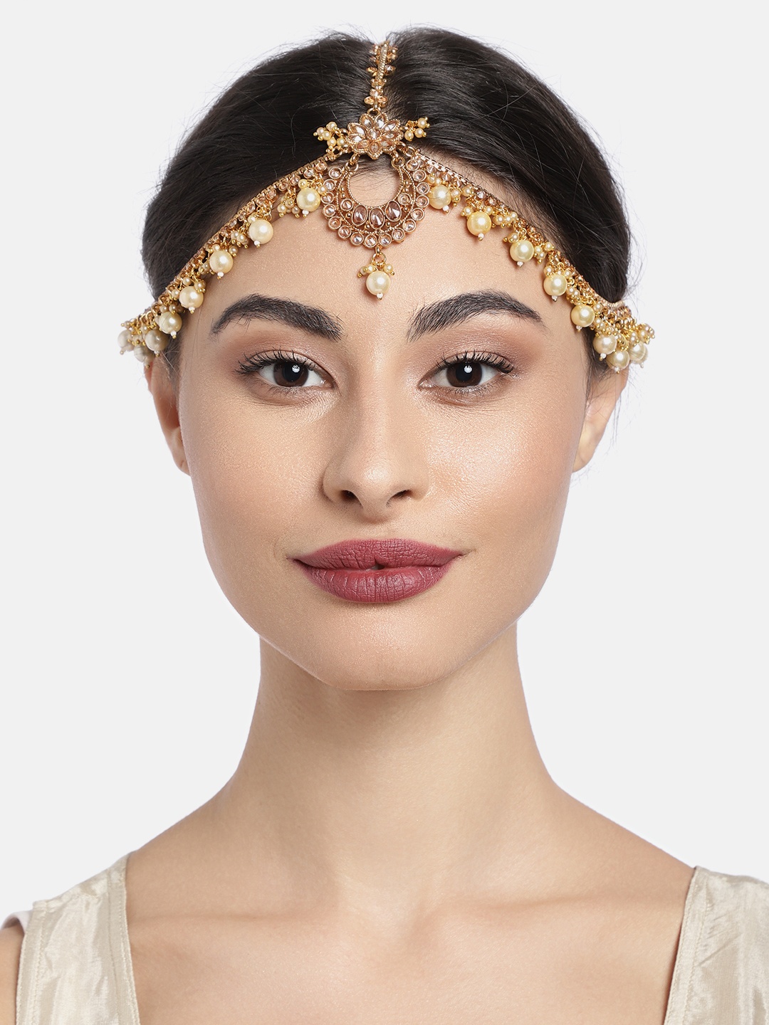 

AccessHer Antique Gold-Plated Studded Pearl Matha Patti