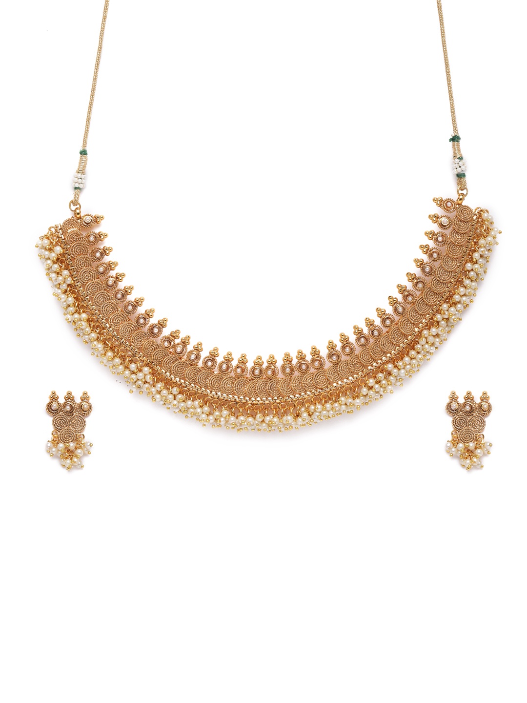 

AccessHer Women Gold-Toned & White Antique Jewellery Set
