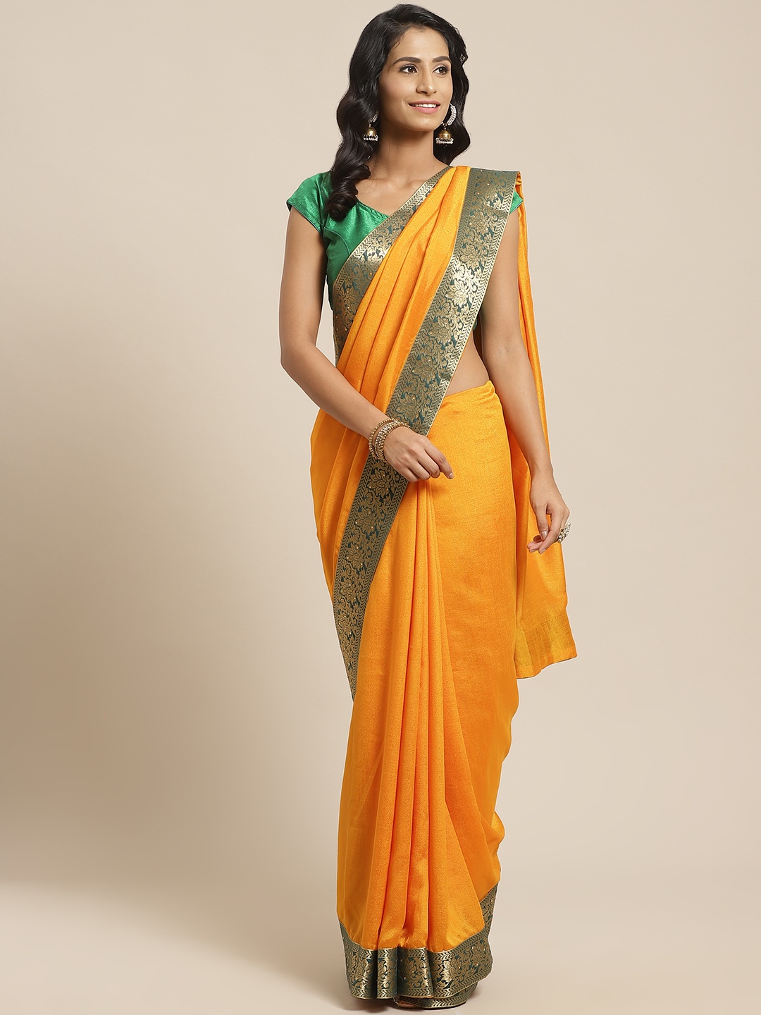 

Kalista Mustard Yellow Dual Tone Solid Saree