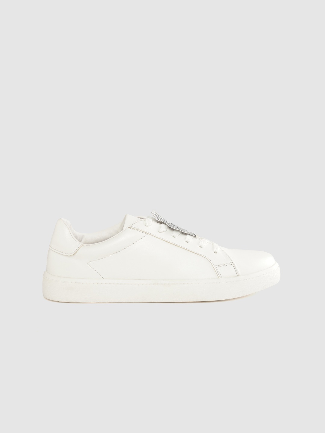

Kook N Keech Women White Sneakers with Detachable Shoe Charms