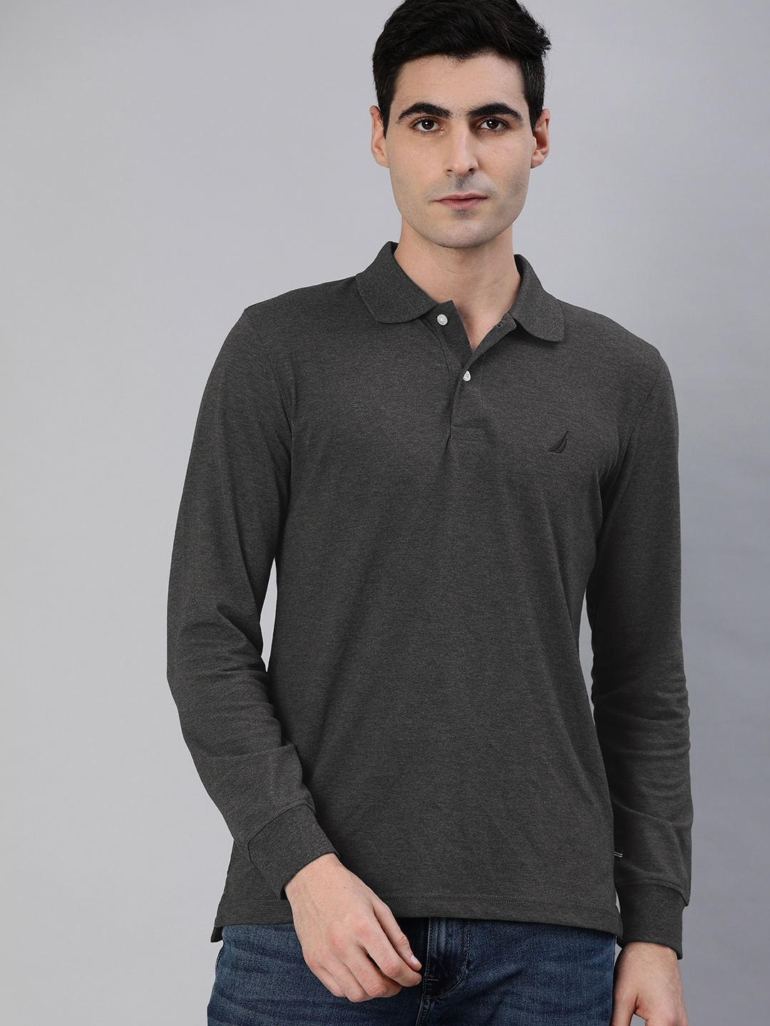 

Nautica Men Black Solid Polo Collar T-shirt