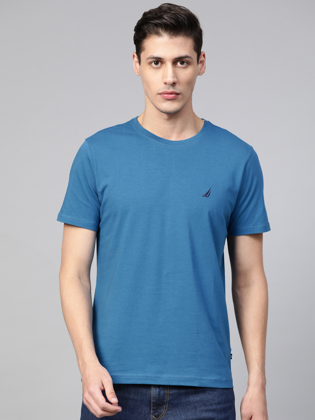 

Nautica Men Blue Solid Round Neck T-shirt