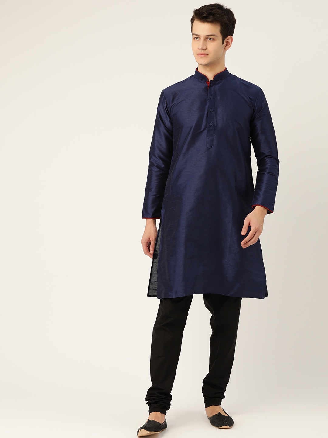 

SOJANYA Men Navy Blue Solid Straight Kurta