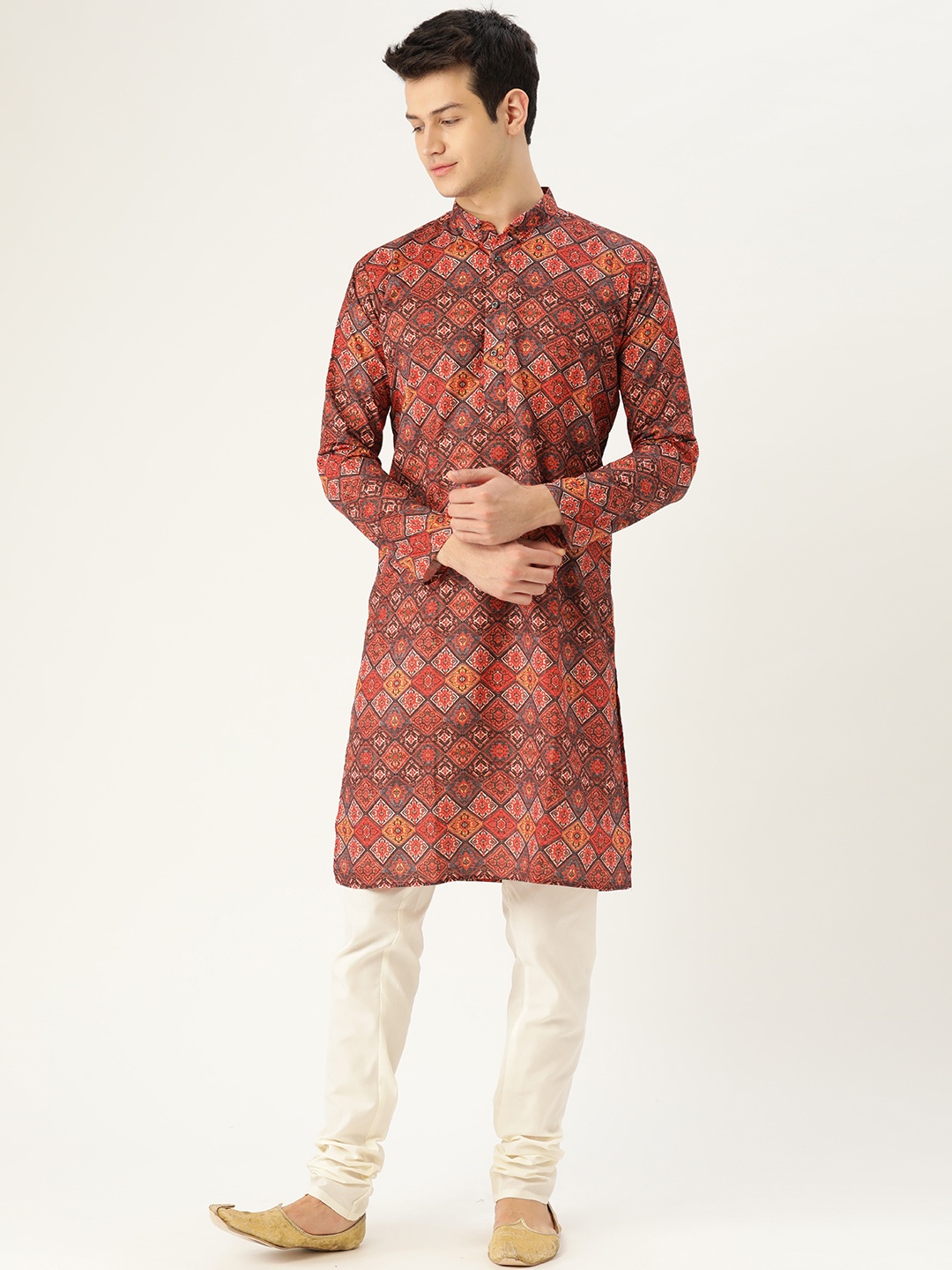 

SOJANYA Men Multicolored Printed Kurta with Churidar, Multi