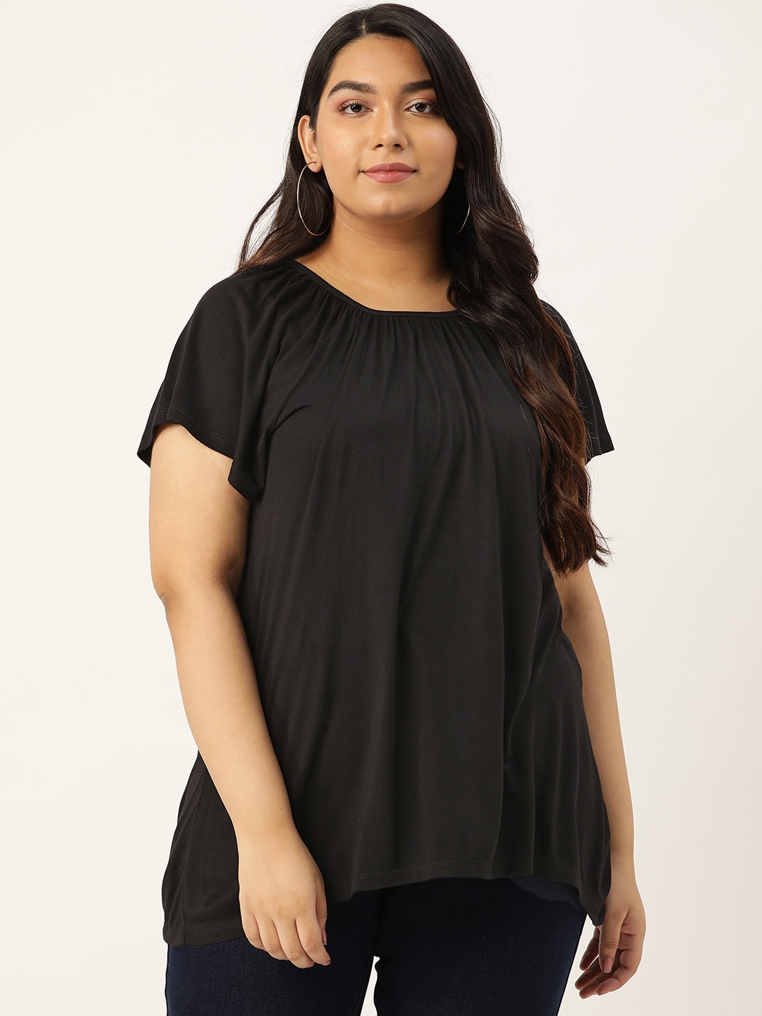 

Rute Women Black Solid Plus Size Top
