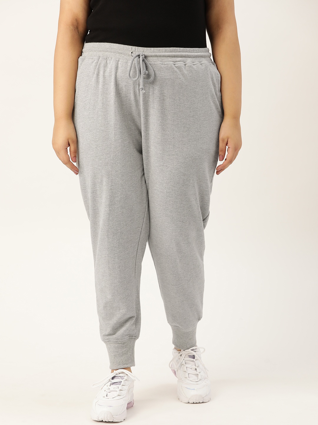 

Rute Women Grey Melange Solid Plus Size Joggers