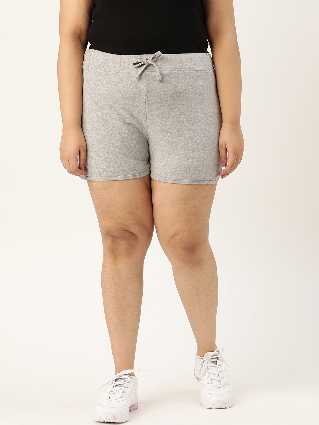 

Rute Women Grey Melange Solid Plus Size Slim Fit Regular Shorts