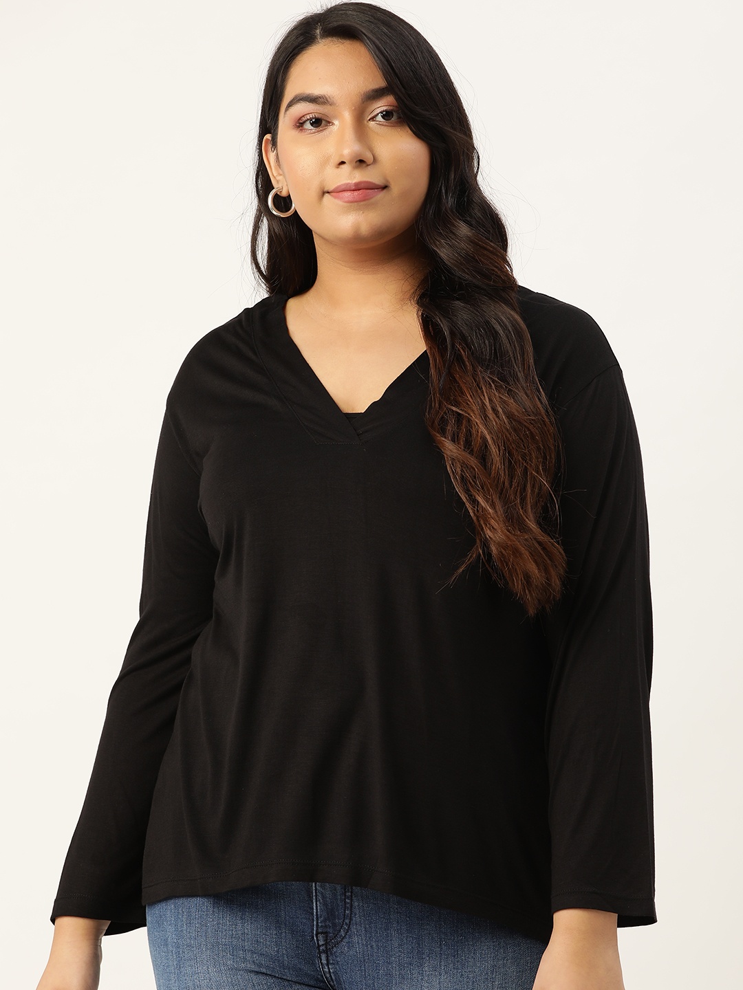 

Rute Women Black Solid Plus Size Top