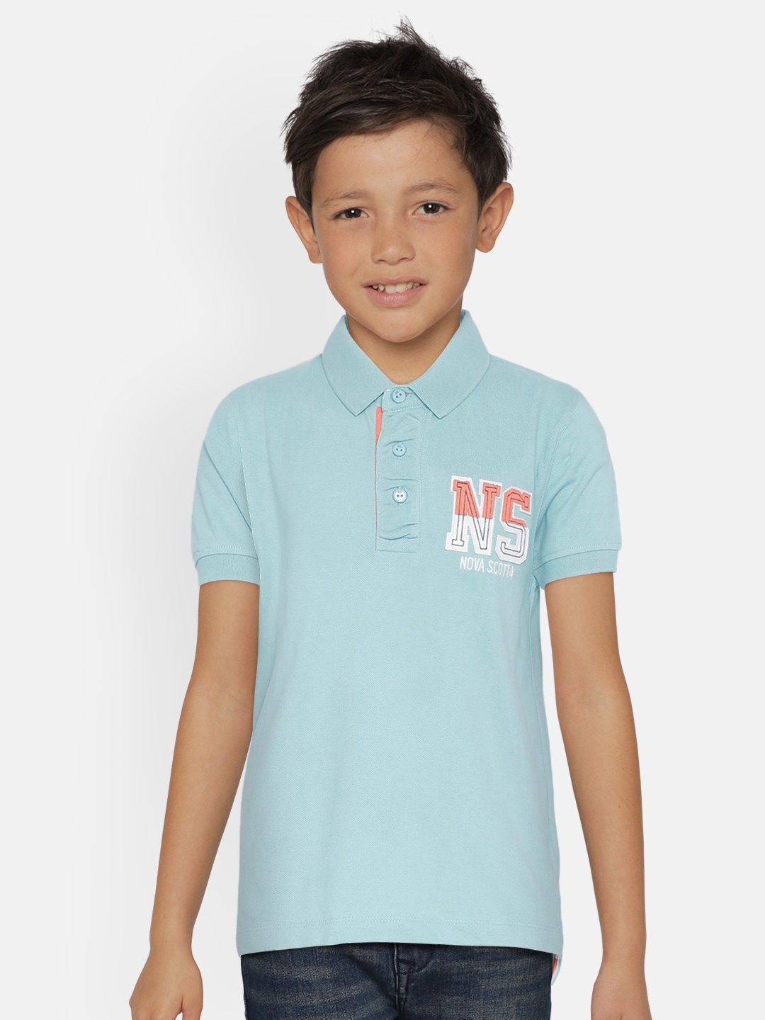 

METRO KIDS COMPANY Boys Blue Solid Polo Collar T-shirt