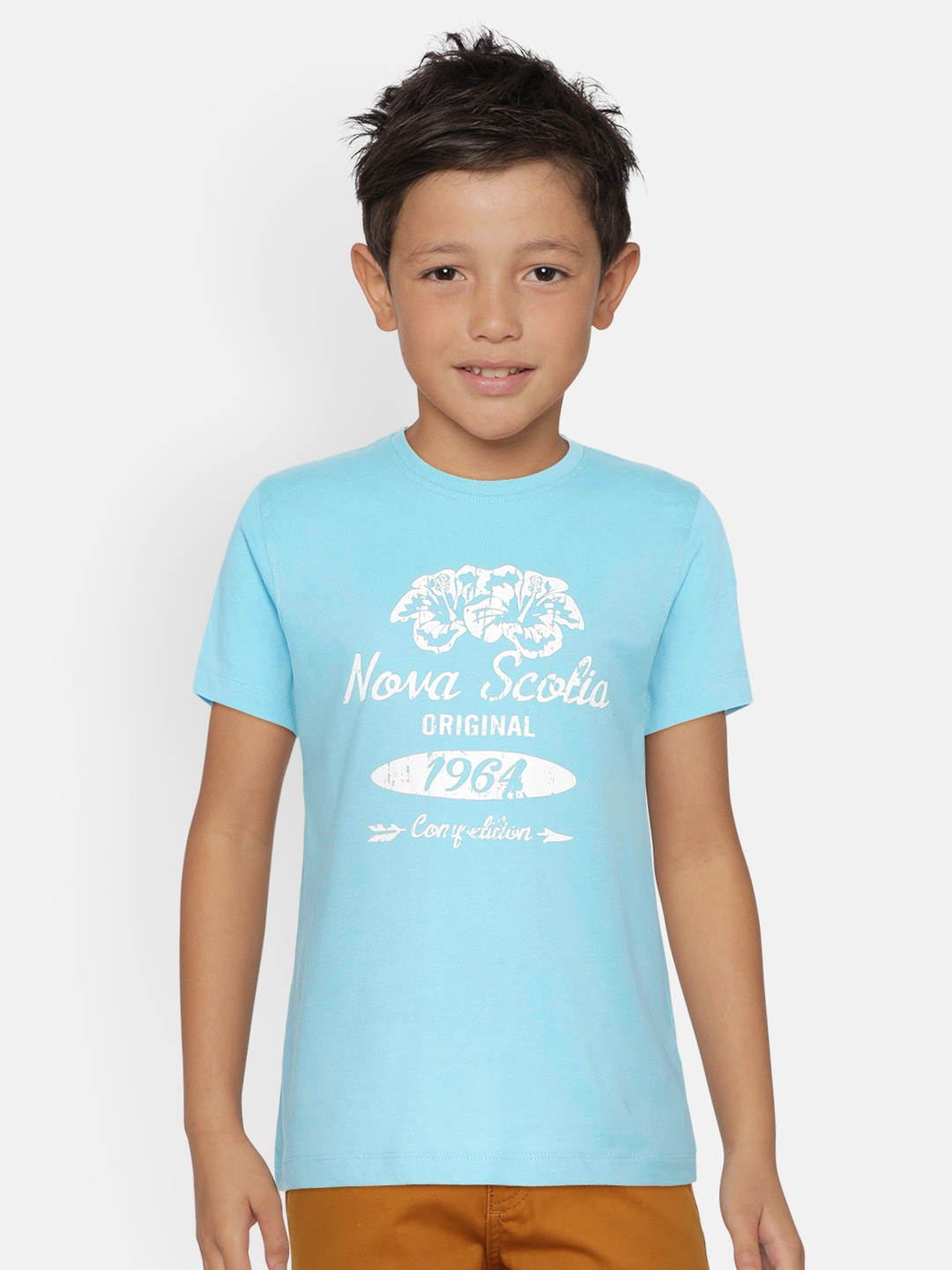 

METRO KIDS COMPANY Boys Blue Printed Round Neck T-shirt