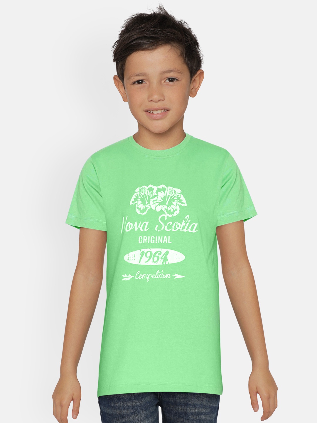 

METRO KIDS COMPANY Boys Green Printed Round Neck T-shirt