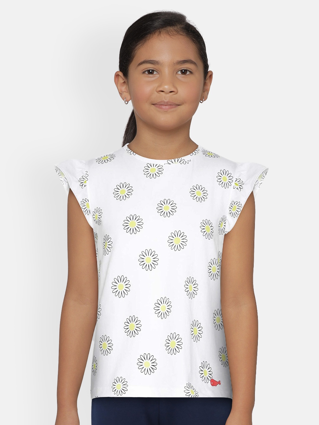 

METRO KIDS COMPANY Girls White Printed Top