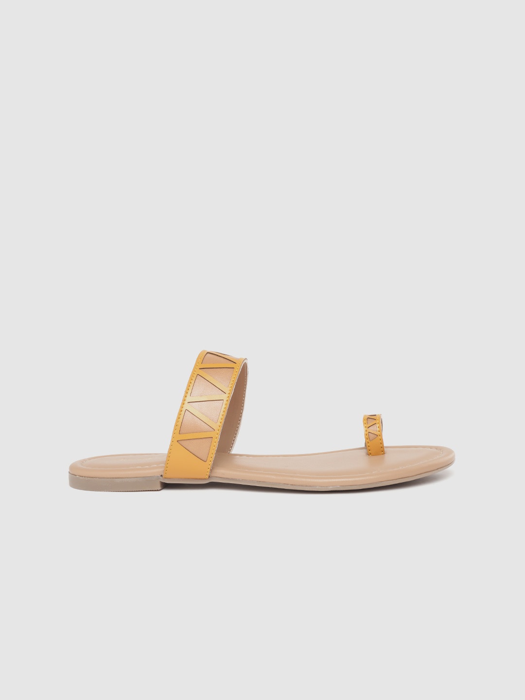 

DressBerry Women Mustard Yellow One Toe Flats with Cut-Out Detail