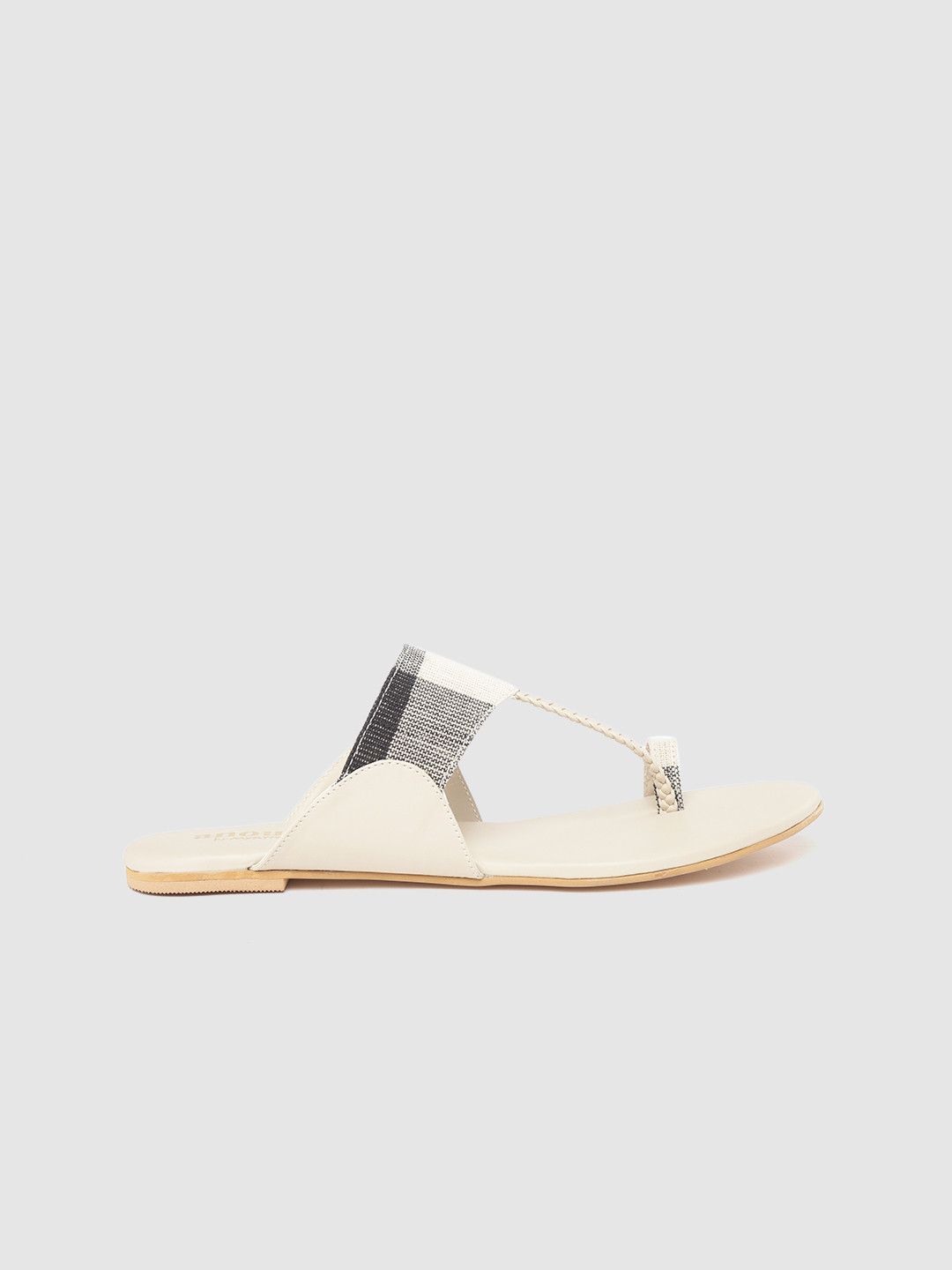 

Anouk Women White & Black Colourblocked One Toe Flats with Braided Detail