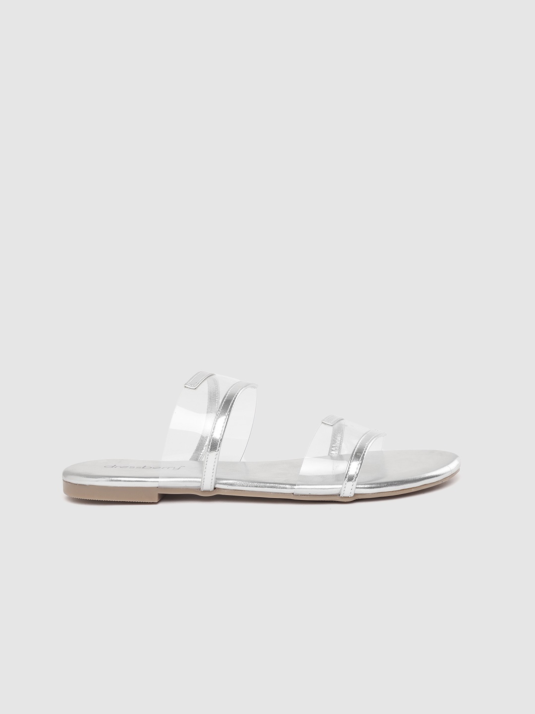 

DressBerry Women Transparent & Silver-Toned Solid Open Toe Flats