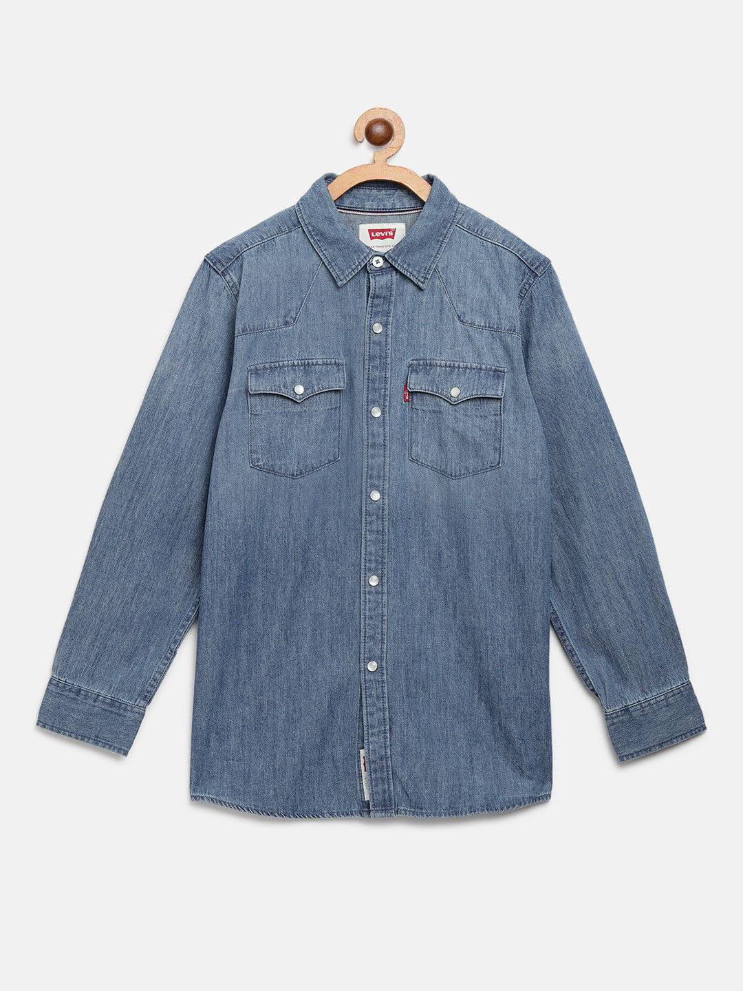 

Levis Boys Blue Regular Fit Faded Denim Shirt
