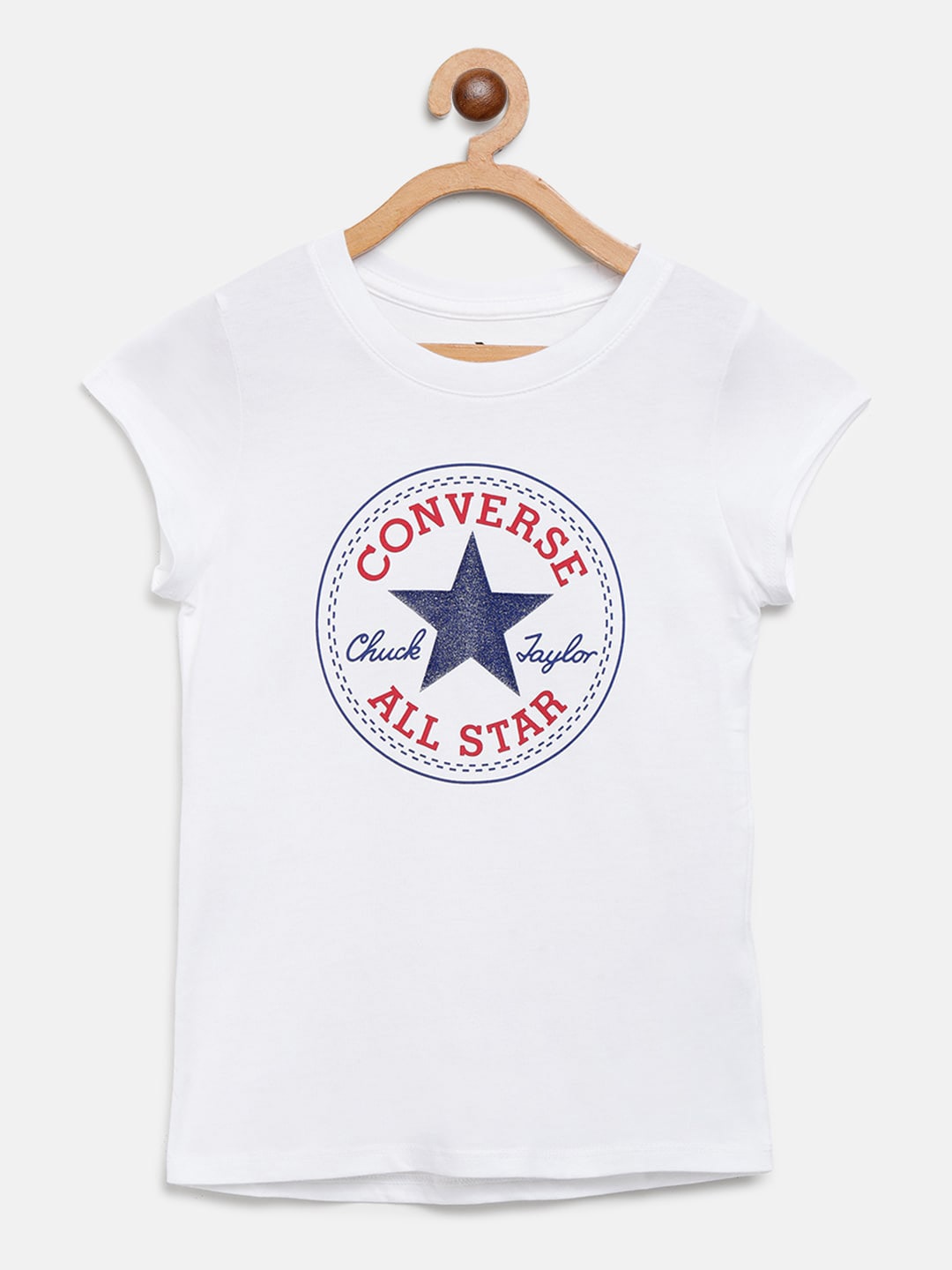 

Converse Girls White & Navy Brand Logo Print Round Neck T-shirt