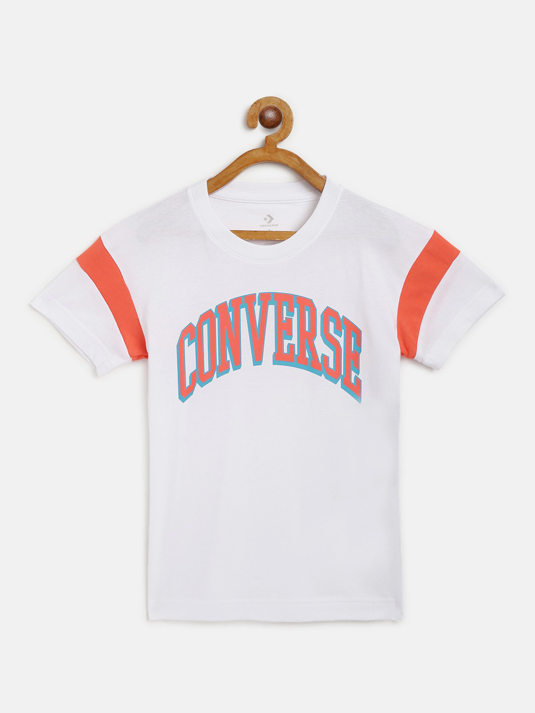 

Converse Boys White & Coral Orange Brand Logo Print Round Neck T-shirt