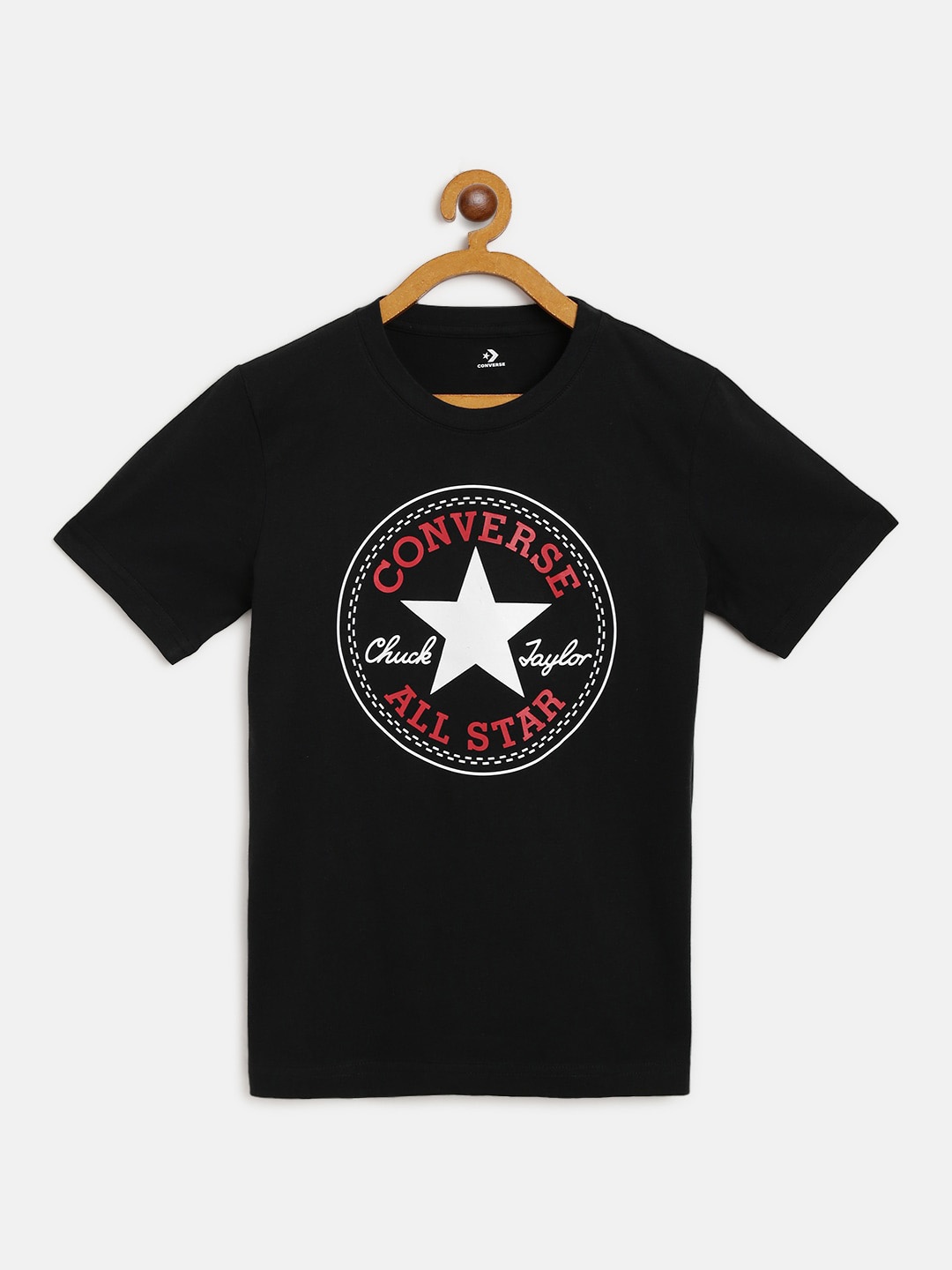 

Converse Boys Black Brand Logo Print Round Neck T-shirt