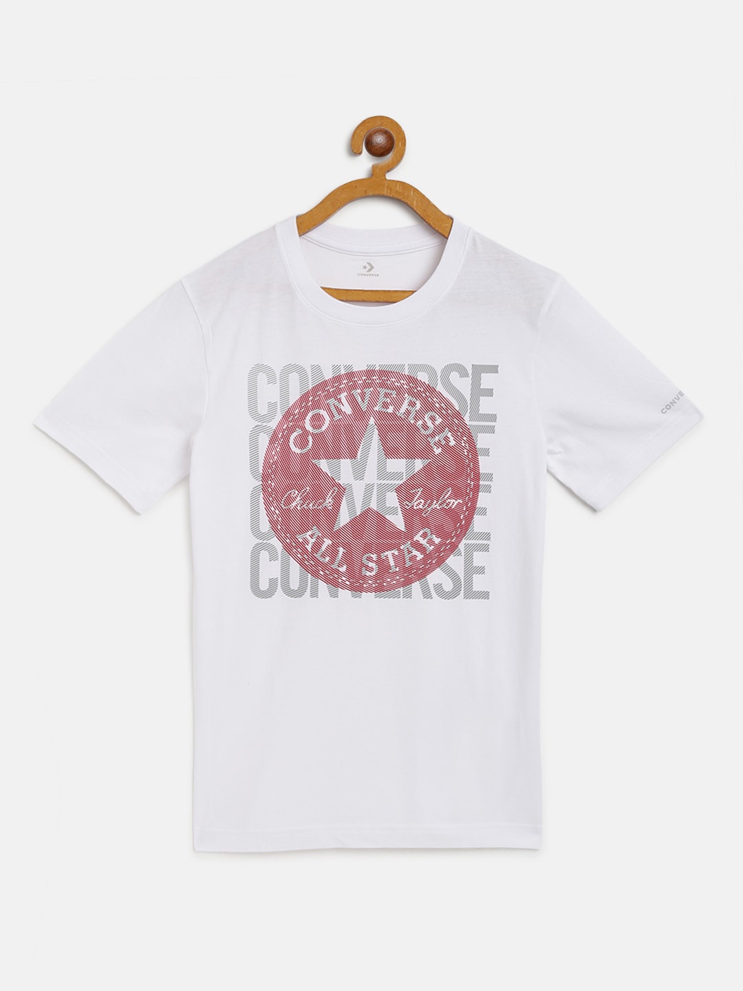 

Converse Boys White & Rust Red Brand Logo Print Round Neck T-shirt