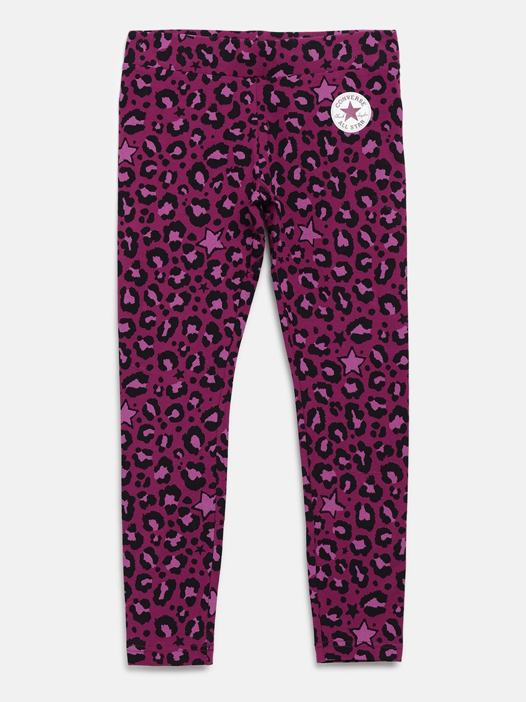 

Converse Girls Magenta & Black Leopard Print Ankle-Length Leggings