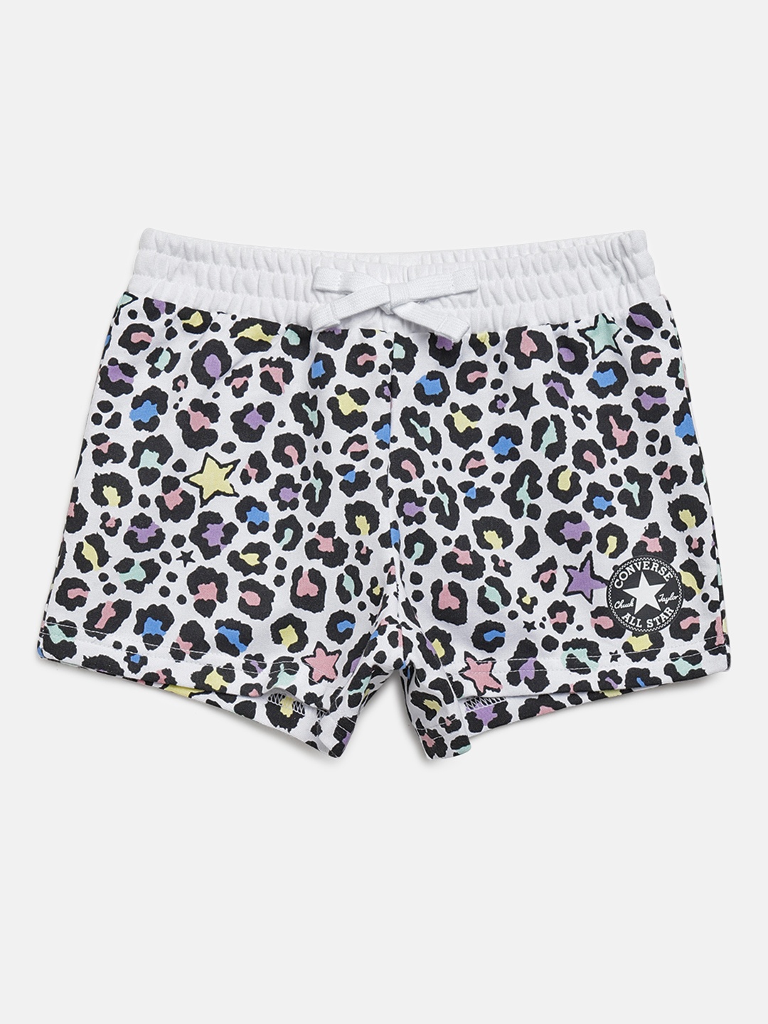 

Converse Girls White & Black Animal Printed Regular Shorts