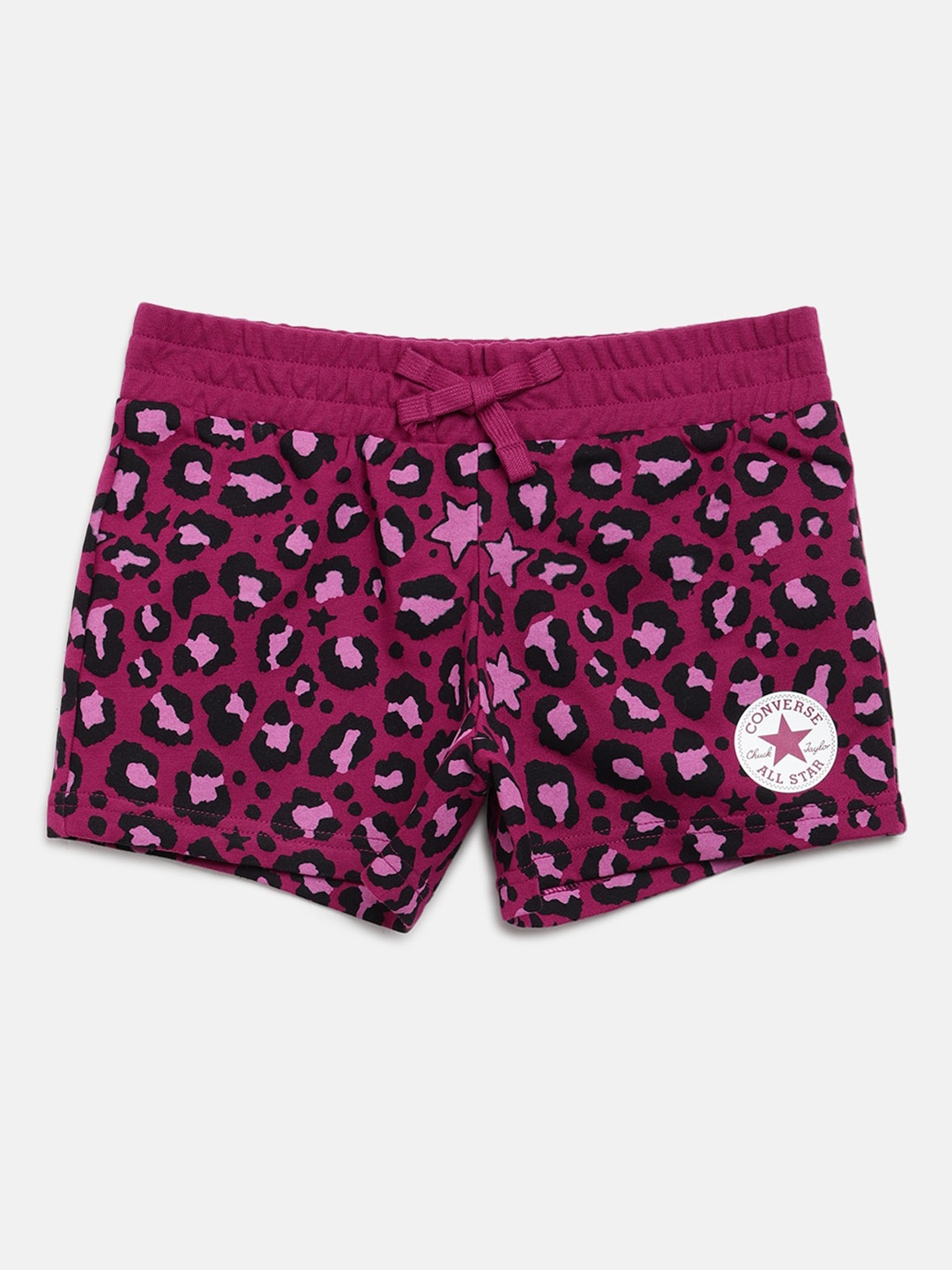 

Converse Girls Burgundy & Black Animal Printed Regular Shorts