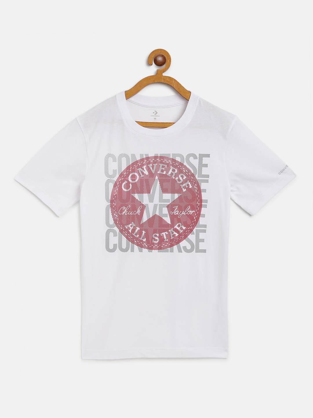 

Converse Boys White & Rust Red Brand Logo Print Round Neck T-shirt