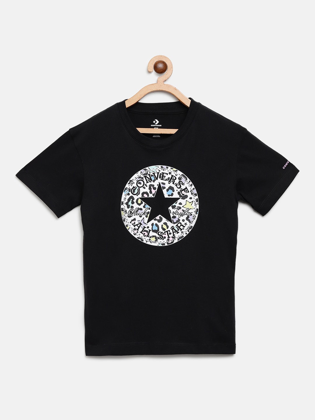 

Converse Girls Black White Printed Round Neck Pure Cotton T-shirt