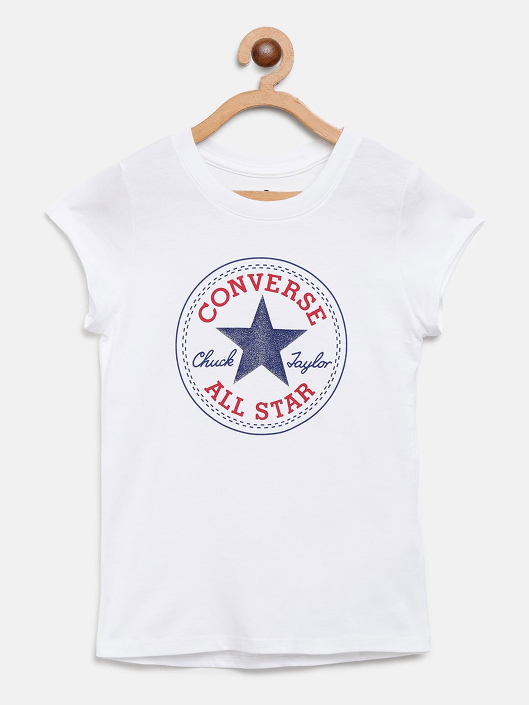 

Converse Girls White & Navy Brand Logo Print Round Neck T-shirt