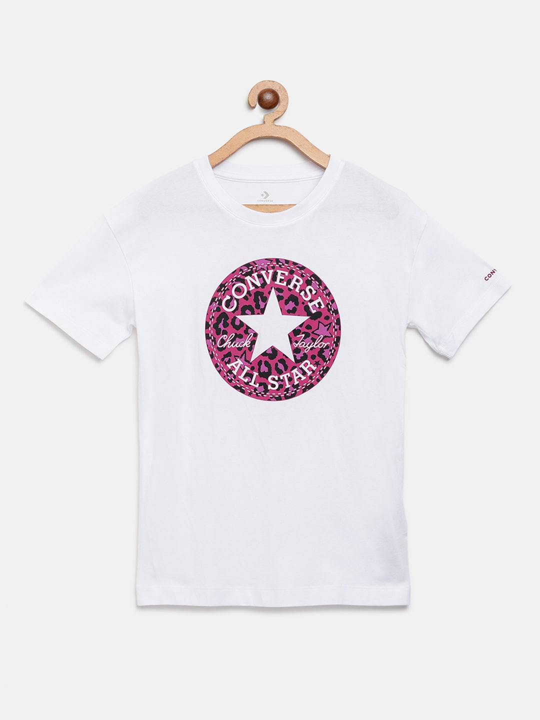 

Converse Girls White & Magenta Brand Logo Print Round Neck T-shirt