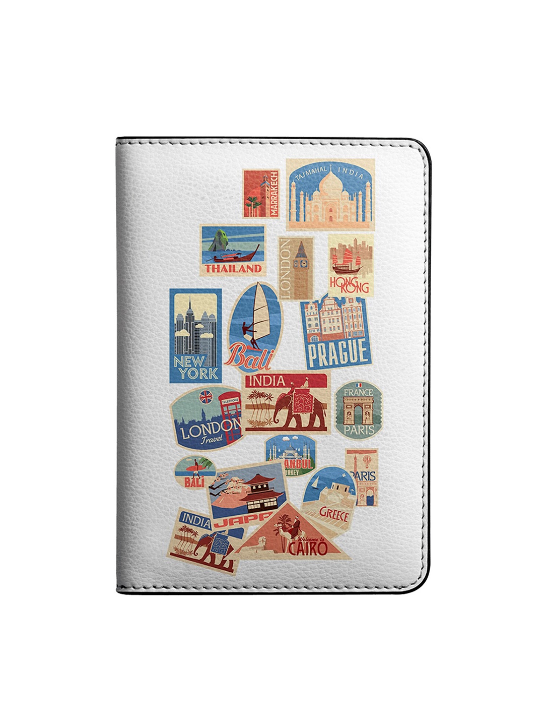 

DailyObjects Women White Printed Passport Holder