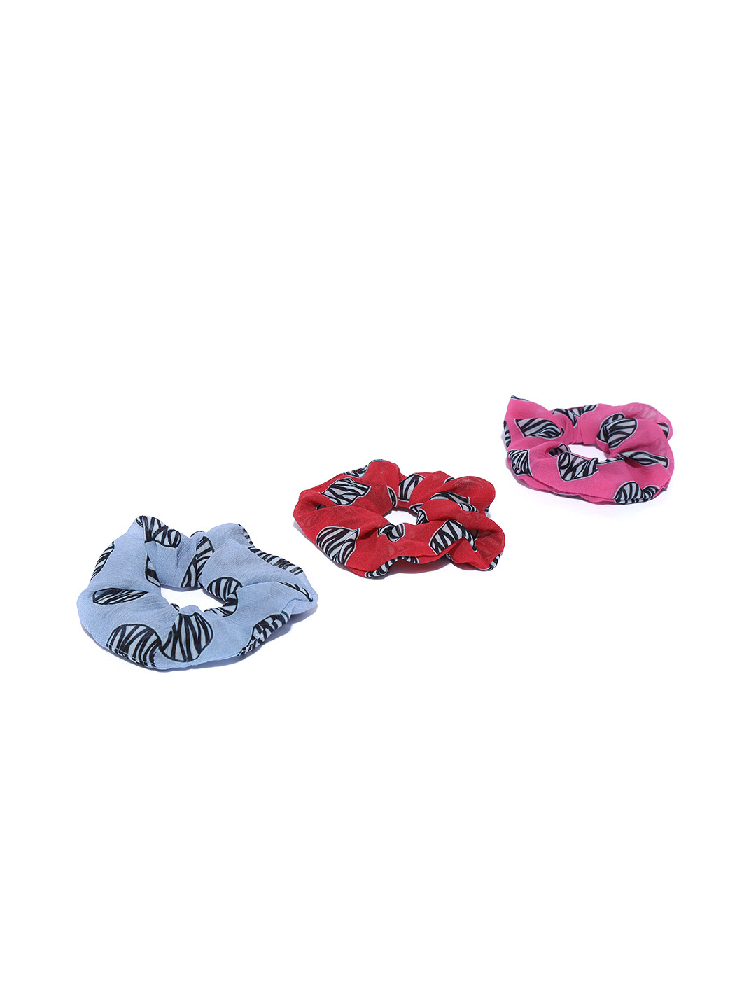 

Blueberry Women Set of 3 Geometric Print Scrunchies, Red